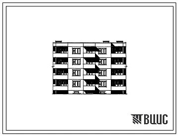 Типовой проект 210-027 Четырехэтажная блок-секция рядовая на 12 квартир (двухкомнатных 2Б-12). Для строительства во 2В климатическом подрайоне Белорусской ССР