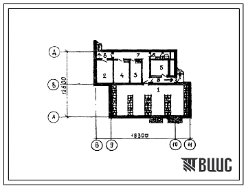 Типовой проект П-2-90(214-2-187) Бытовые помещения в подвале детского сада на 25 мест, объединенного с начальной школой на 40 учащихся, (убежище на 90 человек, размеры убежища 18,3м на 12,6м, режимы вентиляции 1,2).