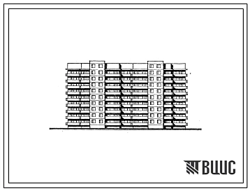 Типовой проект 138-034с.13.86 Блок-секция 72-квартирная 9-этажная угловая, левая 3Б-1Б-2Б-3Б + 3Б-2Б-1Б-3Б (для Кабардино-Балкарской АССР)