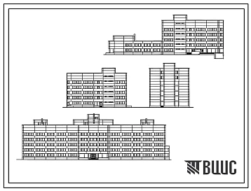 Типовой проект 252-3-44.85 Главный корпус противотуберкулёзного диспансера на 600 посещений в смену со стационаром на 200 коек. Здание двух -, семиэтажное. Стены из легкобетонных панелей.