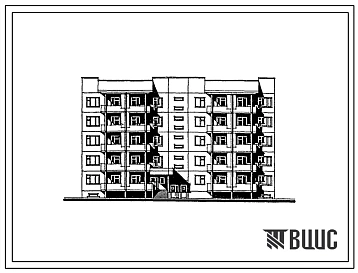 Типовой проект 178-09см.86 Блок-секция 5-этажная 34-квартирная для малосемейных 1А-1А-1Б-1Б-2А-2Б-2Б рядовая с торцевыми окончаниями