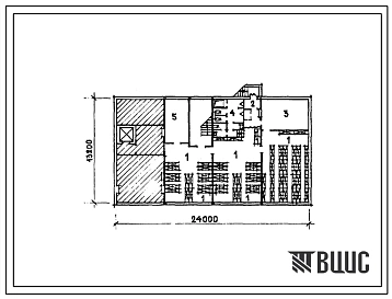 Типовой проект П-1-315(416-1-178.86) Бытовые помещения подвала вспомогательного здания автотранспортного  предприятия, приспосабливаемые под ПРУ (убежище на 315 человек, размеры убежища 24м на 13,2м, размеры убежища 24м на 13,2м, режимы вентиляции 1,2).