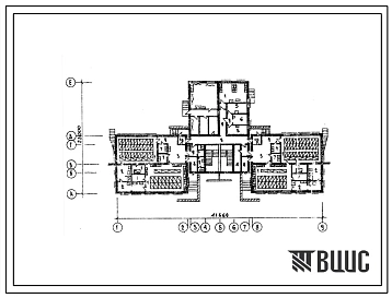 Типовой проект Б-3-200(215-2-117с) Двойное использование помещений 1 этажа детских яслей-сада на 90 мест с расширением до 180 мест в летнее время, (убежище на 200 человек, размеры убежища 41,66м на 23м, режимы вентиляции 1).