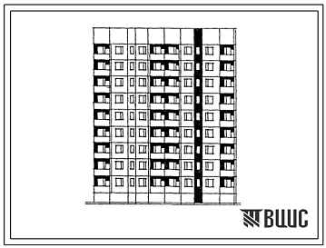 Типовой проект 112-017м.01.23.87 Блок-секция 9-этажная 35-квартирная торцевая правая 1Б.2Б.3Б.4Б конструктивный вариант с 3-х слойными панелями на гибких связях (для строительства в Тюменской области)