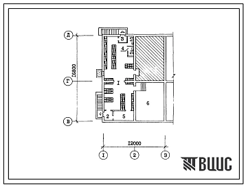 Типовой проект П-4-130(254-4-62сп.13.88) Хозяйственно-бытовые помещения в подвале амбулатории на 40 посещений в смену с аптекой У1 категорий, (убежище на 130 человек, размеры убежища 16,8м на 12м, режимы вентиляции 1,2).