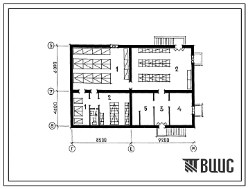 Типовой проект П-2-147(213-1-373с.13.86) Помещения общественного назначения в подвале детских яслей-сада на 50 мест, (убежище на 147 человек, размеры убежища 17,7м на 10,8м, режимы вентиляции 1,2).
