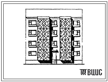 Типовой проект 175-024сп.13.87 Блок-секция 4-этажная 8-квартирная 3-4 рядовая с торцевыми окончаниями. Для строительства в Киргизской ССР.