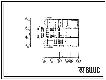 Типовой проект П-3(П-4)-404(211-1-366с.13.86) Хозяйственно-бытовые помещения в подвале детских яслей-сада на 340 мест, (убежище на 404 человек, размеры убежища 21,6м на 21м, режимы вентиляции 1,2,3).