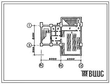 Типовой проект П-1-90(701-2-28) Помещения для хранения несгораемого сантехнического и электротехнического оборудования в подвале склада для хранения непродовольственных товаров, (убежище на 90 человек, размеры убежища 12м на 9м, режимы вентиляции 1,2,3).