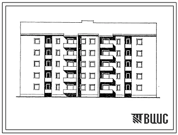 Типовой проект 114-0100с.86 Блок-секция 5-этажная 2-секционная 40-квартирная рядовая-торцовая 1.1.2.2-1.1.2.2 для малосемейных