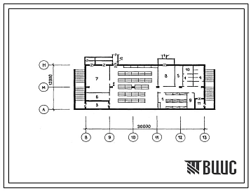 Типовой проект А-IV-321(212-3-22СП.13.88) Хозяйственно-бытовые помещения в подвале детского дома для сирот и детей, оставшихся без попесения родителей на 300 мест, (убежище на 321 человек, размеры убежища 30м на 12м, режимы вентиляции 1,2).