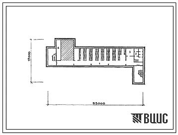 Типовой проект П-4-154(416-4-117.87) Помещения технического подвала здания бытовых помещений на 250 рабочих с буфетом, приспосабливаемые под ПРУ (убежище на 154 человек, размеры убежища 33м на 15м, режимы вентиляции 1,2,3).