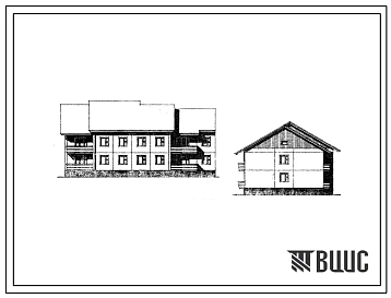 Типовой проект 97-081/1 Двухэтажная блок-секция торцевая левая на 8 квартир (двухкомнатных 2Б-4, трехкомнатных 3А-4). Для строительства в 1В климатическом подрайоне