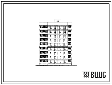 Типовой проект 87-085п/2 Блок-секция  торцовая правая 9-этажная 36-квартирная Т-1Б-2Б-2Б-3А