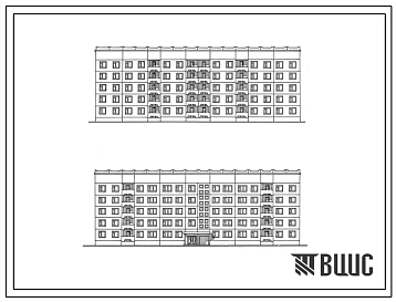Типовой проект 135-0159/1.2 5-этажная блок-секция общежития для рабочих и служащих на 203 места с ячейками на 12 человек