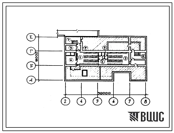 Типовой проект П-1-193(408-33-5.87) Помещения учебного назначения в подвале фабрики ремонта обуви, (убежище на 193 человек, размеры убежища 30м на 18м, режимы вентиляции 1,2).