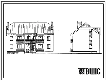 Типовой проект 114-89-54/1.2 Жилой дом 2-этажный 6-квартирный с квартирами 2Б-2Б-3Б