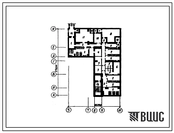 Типовой проект А-3-200(254-7-985) Вспомогательные помещения в подвале спального корпуса на 100 коек для больных психохроников усиленного наблюдения, (убежище на 200 человек, размеры убежища 29,6м на 26,2м, режимы вентиляции 1,2).