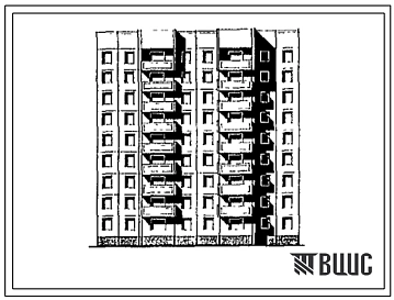 Типовой проект 97-0309.87 Блок-секция 9-этажная 36-квартирная рядовая широтная 2-2-3-3