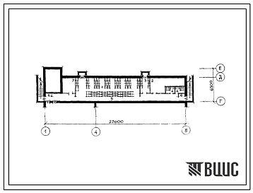 Типовой проект П-4-110(253-4-51.86) Хоз-бытовые помещения в подвале сельской амбулатории на 100 посещений в смену, (убежище на 110 человек, размеры убежища 27м на 6,5м, режимы вентиляции 1,2).