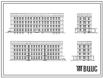 Типовой проект VII-40 Районная поликлиника на 750 посещений в смену. Архитектура переведена в формат DWG
