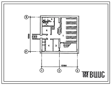 Типовой проект П-1-120(408-20-63.87) Учебно-методические помещения в подвале редакционно-бытового и производственного корпуса межрайонной типографии, (убежище на 120 человек, размеры убежища 12м на 12м, режимы вентиляции 1,2).