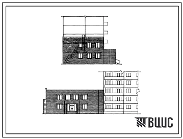 Типовой проект 264-28-2 Встроенно-пристроенный блок при жилых домах (стены кирпичные) отделения стройбанка на 20 сотрудников.