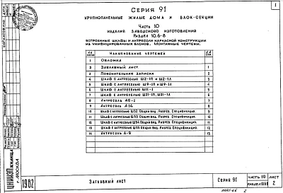 Часть10 Раздел 10.6-8 Встроенные шкафы и антресоли каркасной конструкции из унифицированных блоков. Монтажные чертежи