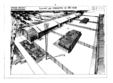 Альбом 1 Здания для содержания КРС на 100,200 голов. Свинарники шалашного типа на 400-700 и 800-1100 голов, свинарник-полуземлянка (логовище) на 500,1000, 2000 голов. Птичники шалашного типа на 1000,1500,3000 кур, 2000 уток, 500 гусей. Птичник-полуземлянк