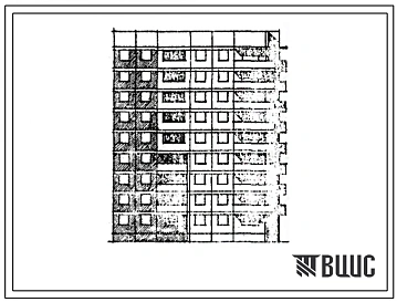 Типовой проект 97-071/1 Девятиэтажная блок-секция угловая левая на 36 квартир (двухкомнатных 2Б-19, трехкомнатных 3Б-8, четырехкомнатных 4Б-9). Для строительства в 1В климатическом подрайоне