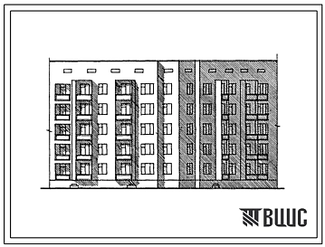 Типовой проект 175-020с.86 Блок-секция 5-этажная 20-квартирная 4Б.4Б-4Б.4Б поворотная обратная