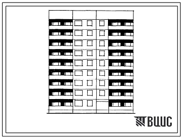 Типовой проект 1Лг-602-017/1 Блок-секция 9-этажная 35-квартирная рядовая правая 1А-2Б-2Б-3Б (для городского строительства в Латвийской ССР)