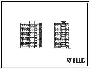 Типовой проект 83-017 Блок-секция правая поворотная под углом 900 на 36 квартир (однокомнатных 1Б-10, двухкомнатных 2Б-9, трехкомнатных 3Б-8, четырехкомнатных 4Б-9). Для строительства в 1В климатическом подрайоне, 2 и 3 климатических районах.