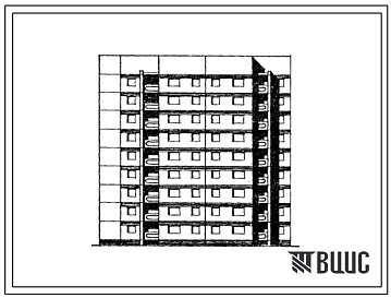 Типовой проект 152-026.13.86 9-этажная торцевая блок-секция на 36 квартир 2Б.2Б.3Б.4Б правая (для строительства в г. Лангепасе Тюменской области)