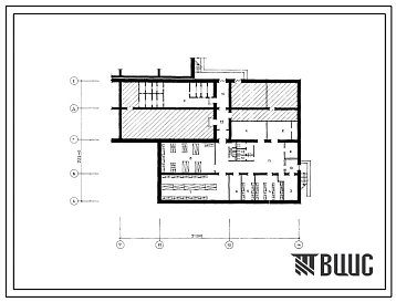 Типовой проект П-3-175(254-1-140.86) Хозяйственно-бытовые помещения в подвале участковой больницы на 100 коек с поликлиникой на 200 посещений в смену, (убежище на 175 человек, размеры убежища 31,39м на 22,54м, режимы вентиляции 1,2).