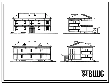 Типовой проект 113-24-208.86 Двухэтажный односекционный жилой дом на 4 квартиры
