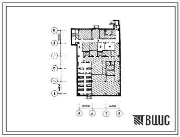 Типовой проект П-3-153(272-14-9(79)) Помещения подвала и 1 этажа рынка на 75 торговых мест с предприятием торгового обслуживания, (убежище на 153 человек, размеры убежища 30м на 18м, режимы вентиляции 1,2).