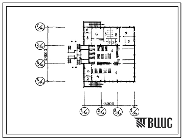 Типовой проект П-3(П-4)-231(211-1-363с.13.86) Хозяйственно-бытовые помещения в подвале детских яслей-садов на 195 мест, (убежище на 231 человек, размеры убежища 21,6м на 18м, режимы вентиляции 1,2,3).