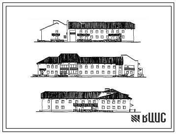 Типовой проект 254-1-129.85 Главный корпус участковой больницы на 50 коек с поликлиникой на 100 посещений в смену. Здание двухэтажное. Стены из кирпича.