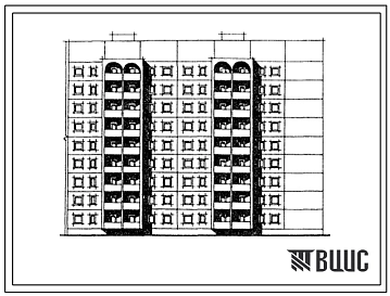 Типовой проект 106-020с.85 Блок-секция 9-этажная 45-квартирная торцевая правая. Для строительства в 3 климатическом районе сейсмичностью 9 баллов.