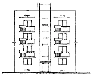 Типовой проект 109-018с Четырехэтажная одинарная блок-секция Р-1А.1А с лестничной клеткой на 8 квартир.
