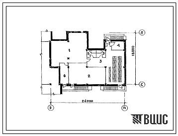 Типовой проект Б-1-115(252-4-30) Хозяйственно-бытовые помещения в подвале главного корпуса детской городской поликлиники на 300 помещений в смену, (убежище на 115 человек, размеры убежища 24м на 18м, режимы вентиляции 1,2).