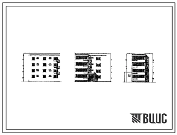 Типовой проект 77-034СП/1 Блок-секция четырехэтажного дома на 8 квартир торцовая левая (двухкомнатных 2Б-4; трехкомнатных 3А-4).