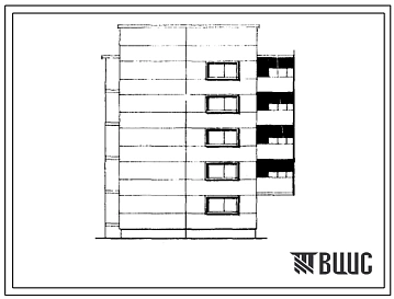 Типовой проект 104-043/1 Пятиэтажная блок-секция рядовая с левым торцевым окончанием на 10 квартир (трехкомнатных  3Б-6, пятикомнатных 5А-4). Для строительства во 2Б и 2В климатических подрайонах Латвийской ССР