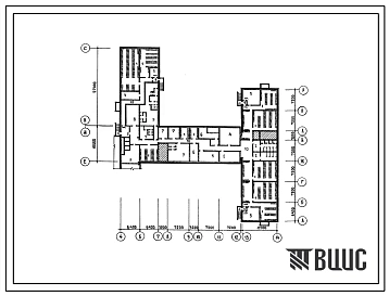 Типовой проект П-1(П-3)-898(221-1-25-372) Хозяйственно-бытовые помещения подвала средней школы на 12 классов (464 учащихся), (убежище на 898 человек, размеры убежища 60м на 52,8м, режимы вентиляции 1,2).