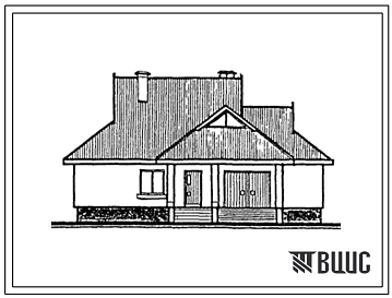 Типовой проект 184-000-406.13.86 Одноэтажный одноквартирный 3-комнатный жилой дом с печным отоплением, подвалом и гаражом для индивидуальных застройщиков в Латвийской ССР