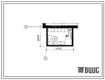 Типовой проект П-4-10(188-235-1.85) Бытовые помещения в подвале одноэтажного 1-квартирного с 3-комнатной квартирой, (убежище на 10 человек, размеры убежища 3,7м на 2,87м, режимы вентиляции 1).