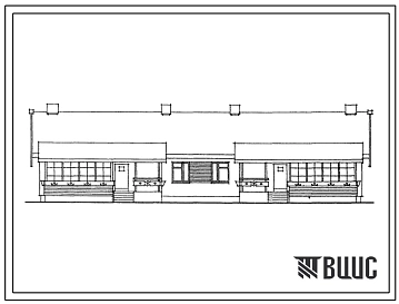 Типовой проект 184-16-39/1 Одноэтажный двухквартирный жилой дом с трехкомнатными квартирами. Для индивидуальных застройщиков.