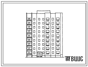 Типовой проект 153-015с.86 Девятиэтажная блок-секция правая на 36 квартир. Для строительства в городах и поселках городского типа. Со стенами из монолитного железобетона