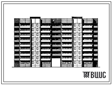 Типовой проект 91-029/1.2 Блок-секция девятиэтажная 72-квартирная рядовая с проездом 2Б.2Б.2Б.2Б.-3А.3А.3А.3А.